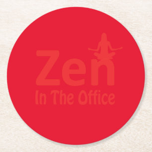 red zen office flower Paper Coaster