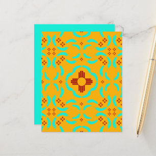 Red Zia Symbols New Mexico Turquoise Feathers