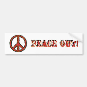 Red Zig Zag Peace Sign Bumper Sticker