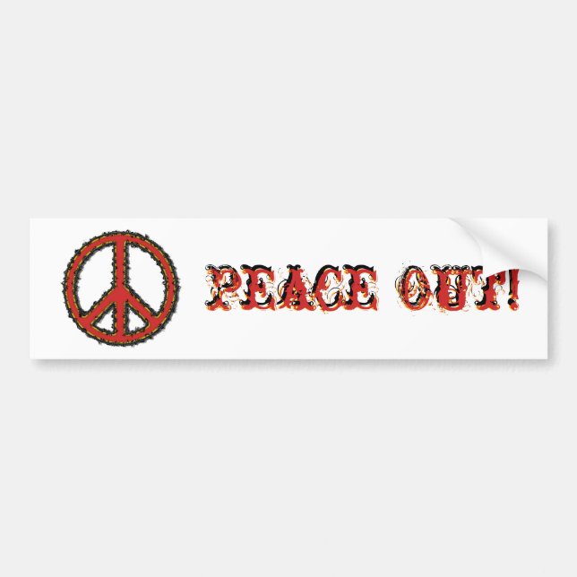 Red Zig Zag Peace Sign Bumper Sticker (Front)