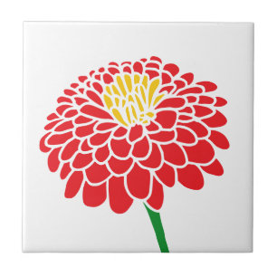 Red Zinnia flower custom colour tiles