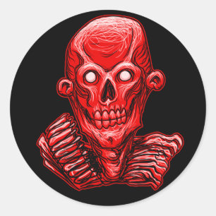 Red Zombie Skull Head Sticker
