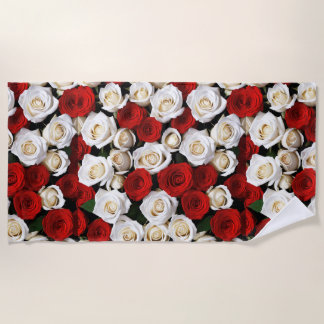 RedandWhiteRoses Beach Towel