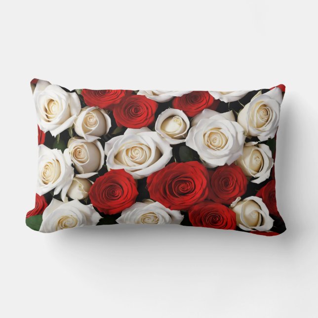 RedandWhiteRoses Lumbar Cushion (Front)
