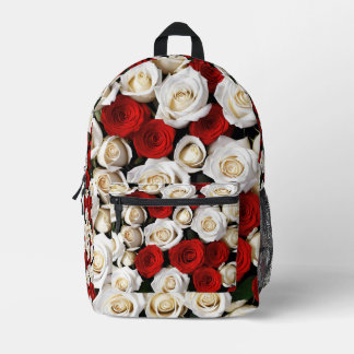 RedandWhiteRoses Printed Backpack