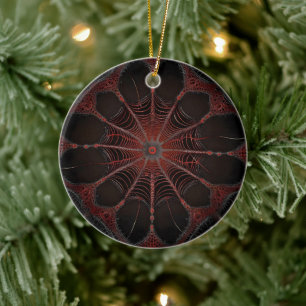 Redback Spider Fractal Art, Ceramic Tree Decoration