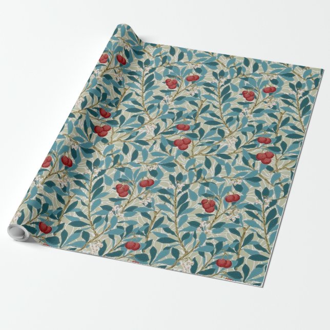Redberry Tree, William Morris Wrapping Paper (Unrolled)