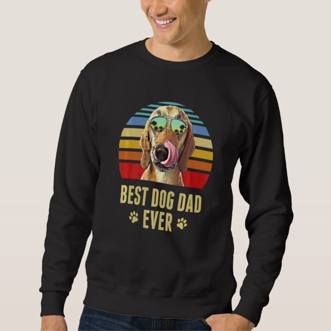 Redbone Coonhound Best Dog Dad Ever Retro Sunset Sweatshirt (Front)