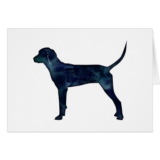 Redbone Coonhound Black Watercolor Silhouette Card (Front Horizontal)