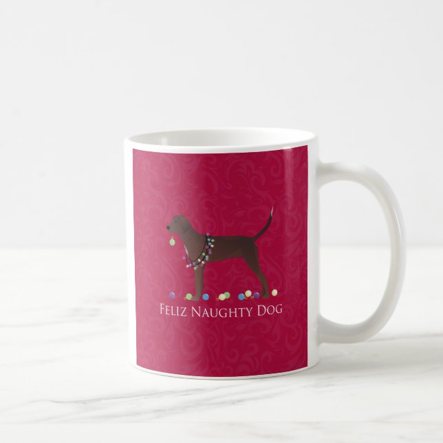Redbone Coonhound Christmas Coffee Mug (Right)