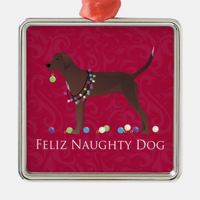 Redbone Coonhound Christmas Metal Tree Decoration (Front)