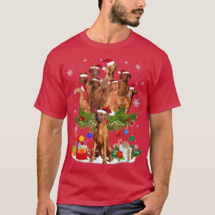 Redbone Coonhound Christmas Tree Lights Funny Dog T-Shirt