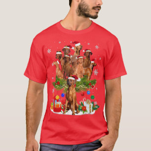 Redbone Coonhound Christmas Tree Lights Funny Dog  T-Shirt
