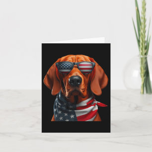 Redbone Coonhound Dog 4th Of July American Indepen Card