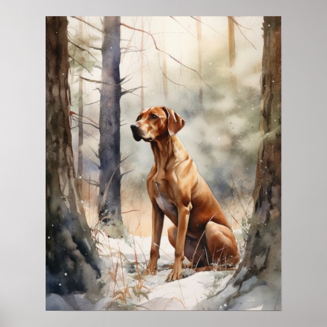 Redbone Coonhound Dog Art Print Poster (Front)