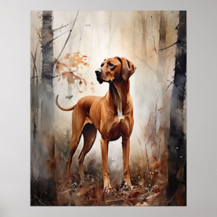 Redbone Coonhound Dog Art Print Poster