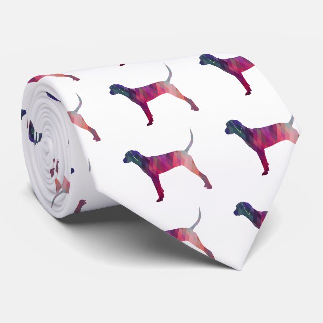 Redbone Coonhound Geometric Silhouette Purple Tie (Rolled)