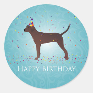 Redbone Coonhound Happy Birthday Design Classic Round Sticker