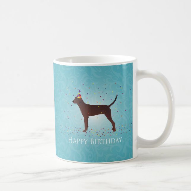 Redbone Coonhound Happy Birthday Design Coffee Mug (Right)