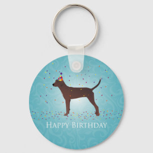 Redbone Coonhound Happy Birthday Design Key Ring