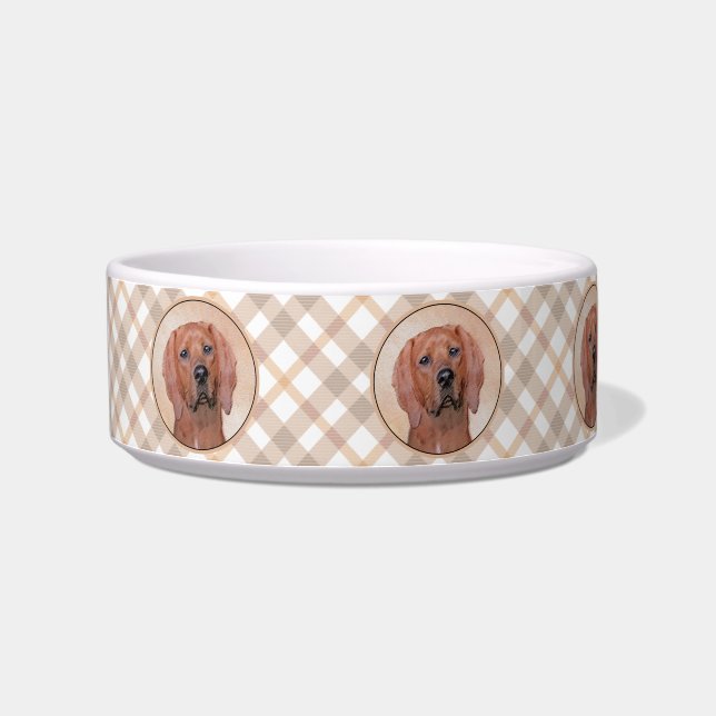 Redbone Coonhound Painting - Cute Original Dog Art Bowl (Left)