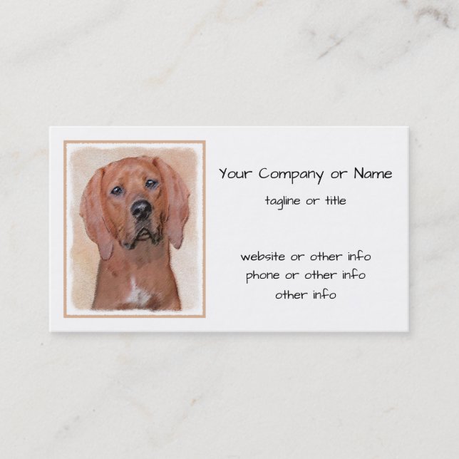 Redbone Coonhound Painting - Cute Original Dog Art Business Card (Front)