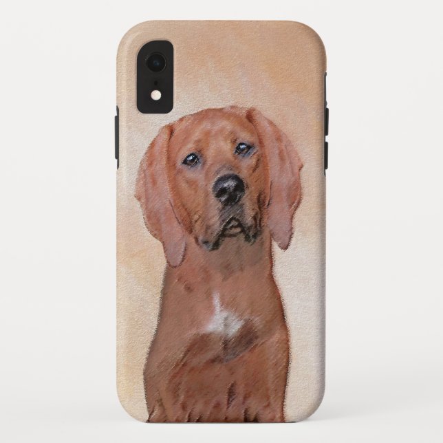 Redbone Coonhound Painting - Cute Original Dog Art Case-Mate iPhone Case (Back)
