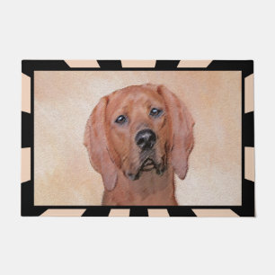 Redbone Coonhound Painting - Cute Original Dog Art Doormat
