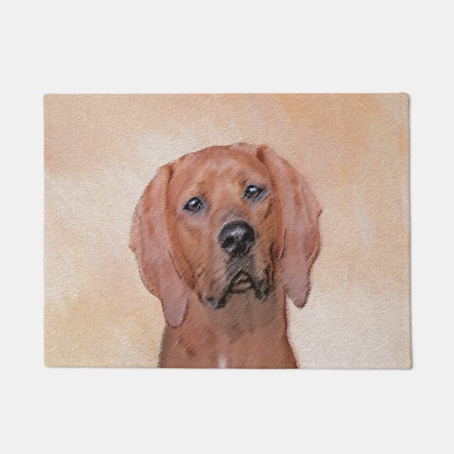 Redbone Coonhound Painting - Cute Original Dog Art Doormat (Front)