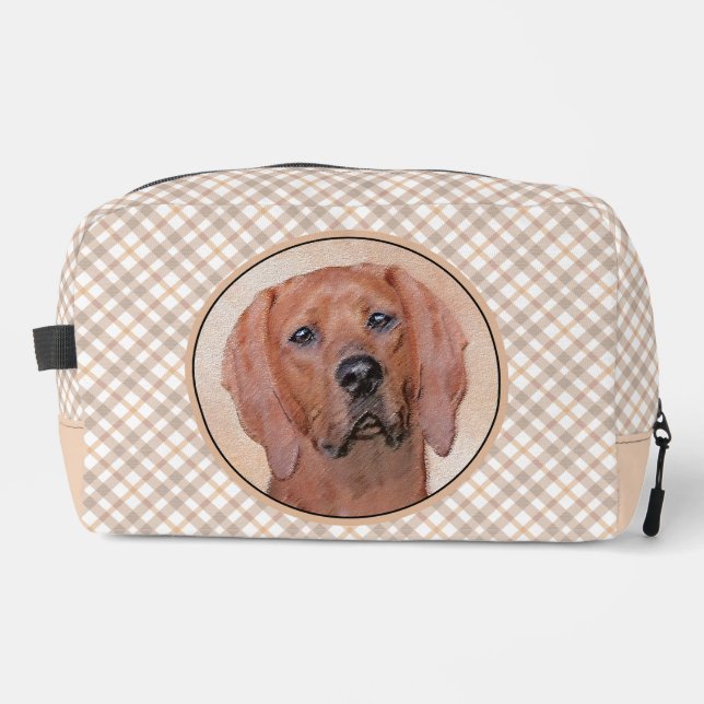 Redbone Coonhound Painting Cute Original Dog Art Dopp Kit (Front)