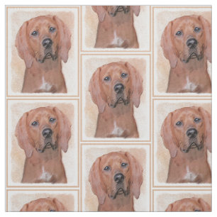 Redbone Coonhound Painting - Cute Original Dog Art Fabric