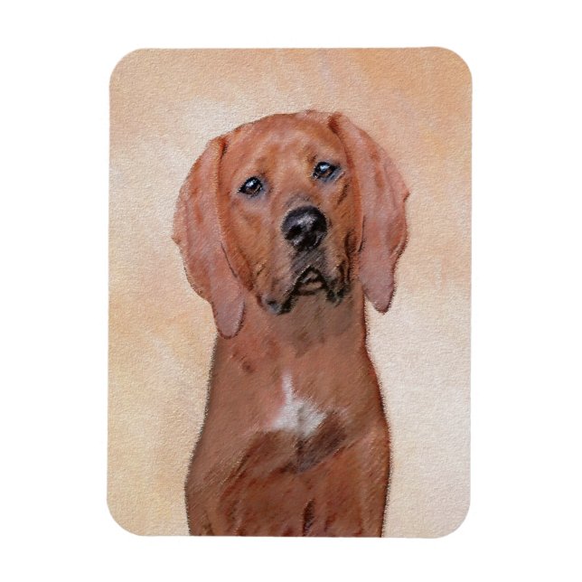 Redbone Coonhound Painting - Cute Original Dog Art Magnet (Vertical)