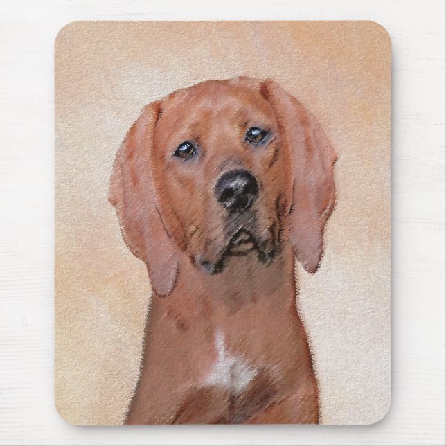 Redbone Coonhound Painting - Cute Original Dog Art Mouse Mat (Front)