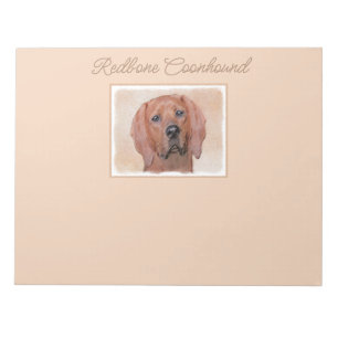 Redbone Coonhound Painting - Cute Original Dog Art Notepad