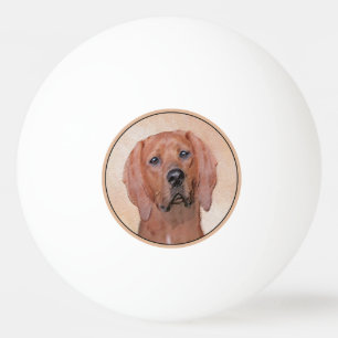 Redbone Coonhound Painting - Cute Original Dog Art Ping Pong Ball