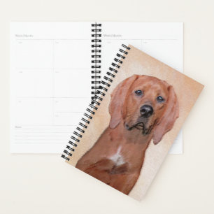 Redbone Coonhound Painting - Cute Original Dog Art Planner