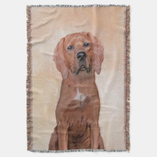 Redbone Coonhound Painting - Cute Original Dog Art Throw Blanket