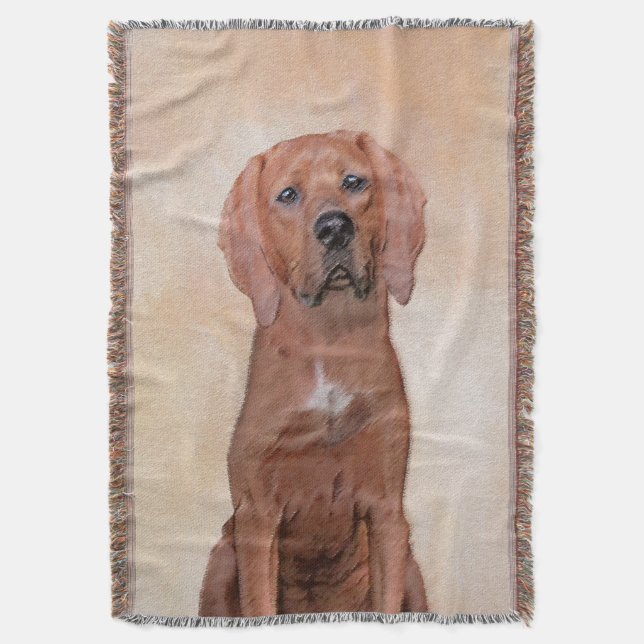 Redbone Coonhound Painting - Cute Original Dog Art Throw Blanket (Front Vertical)
