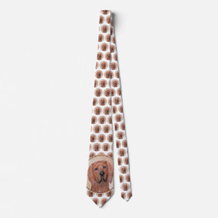 Redbone Coonhound Painting - Cute Original Dog Art Tie