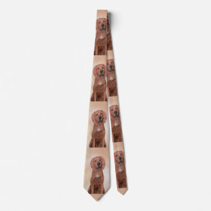 Redbone Coonhound Painting - Cute Original Dog Art Tie