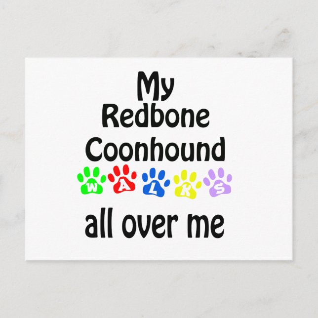 Redbone Coonhound Walks Design Postcard (Front)