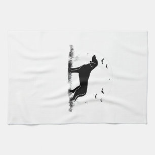 Redbone Dog � Halloween Moon Silhouette Oversized Tea Towel