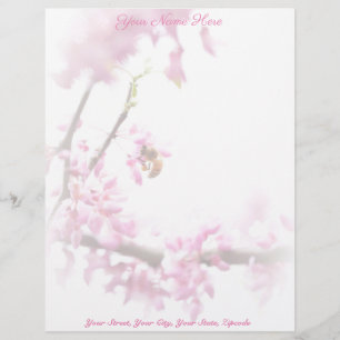 Redbud & Honeybee in Springtime Custom Letterhead