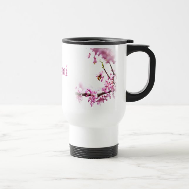 Redbud & honeybee in Springtime Travel Mug (Right)