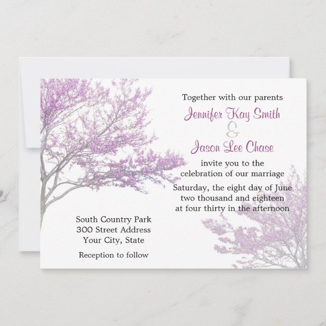 Redbud Tree Wedding Invitation (Front)