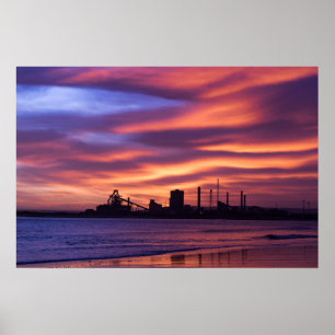 Redcar Steel Works at Sunrise Poster