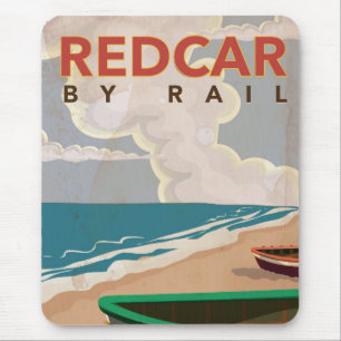 Redcar vintage travel poster mouse mat
