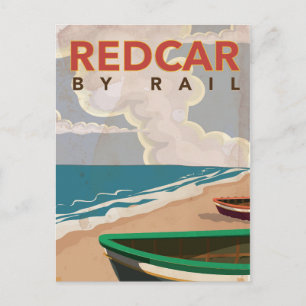 Redcar vintage travel poster postcard
