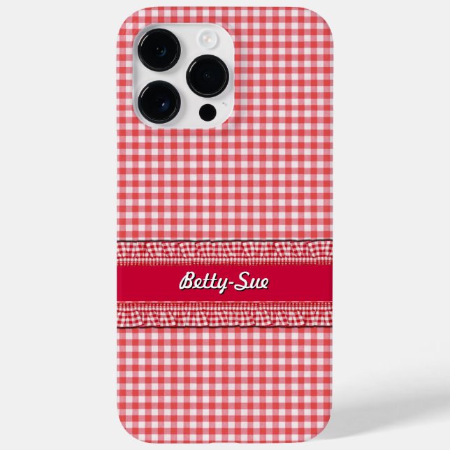 RedCheckered Case with Your Name (Back)