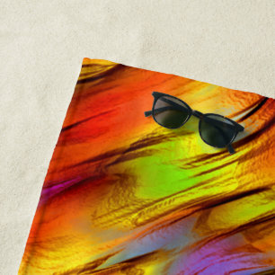 Reddish and chromed yellow stains, hot colours beach towel
